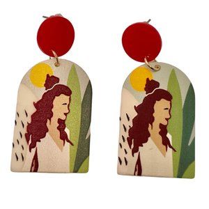 ⭐️❤️ FREE Plant Female Outline Boho Peasant Hipster Hippie Art Floral Earrings